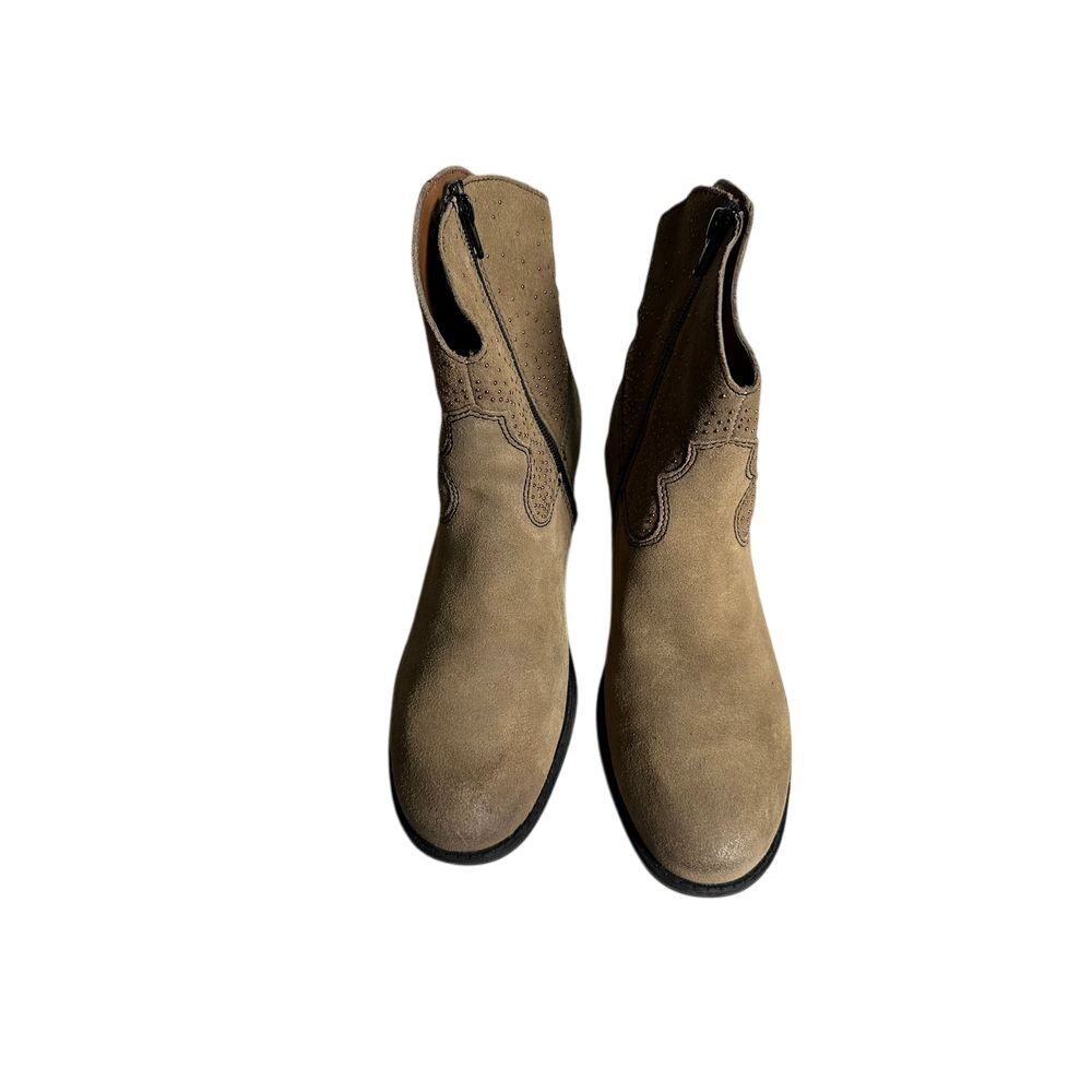 b.o.c. Born Concepts Taupe Suede Ankle Boots Western Perforated Detail Booties - Picture 2 of 8